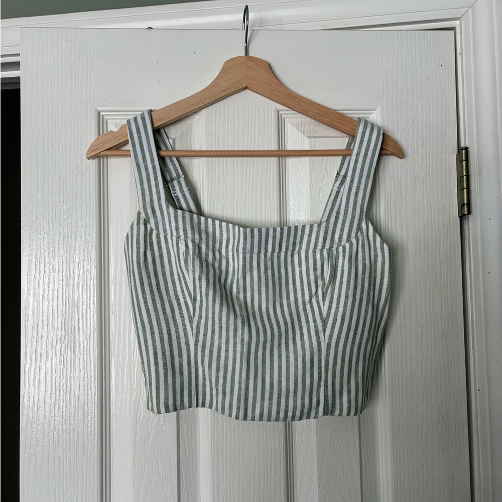 Abercrombie & Fitch Green Striped Crop Top